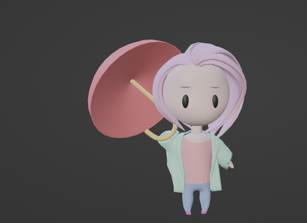 Regenschirm Mädchen niedlich Puppe Charakter 3d print model - Mito3D