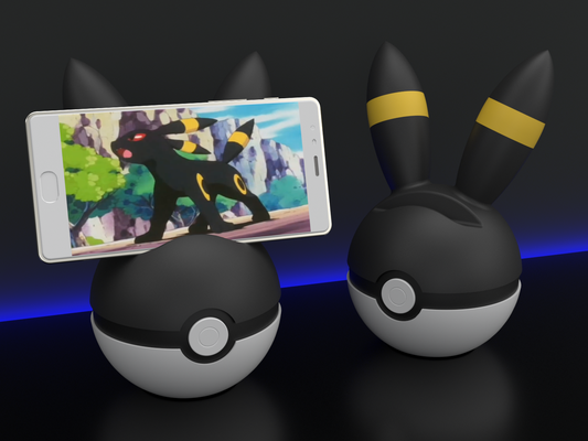 umbreon ball phone holder pokeball design gadget stand smartphone fun office decor accessory display artisan model anime collector diy unique creative charger 3d print model - Mito3D