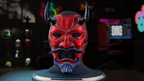 amca dayı oni maske Karanlık moda japon Hannya samuray iblis destek sahne Kostüm oyunu 3d 3dprinting stl 3dmodel 3d print model - Mito3D
