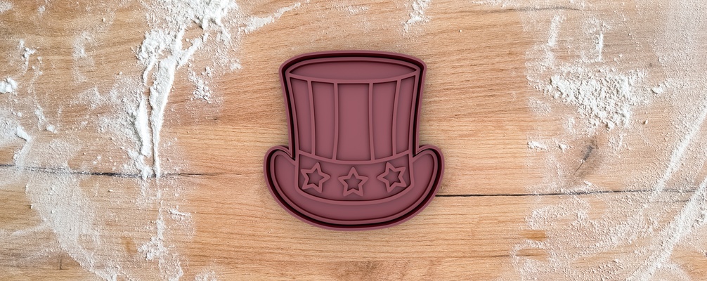 oncle sam chapeau biscuit coupeur accueil maison coupeurs moule biscuits amérique etats unis 4th juillet 3d print model - Mito3D