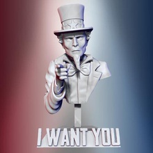 el tío sam art américa ejército propaganda cartel pantalla escultura zbrush estados unidos nación quiere estatua 3d print model - Mito3D