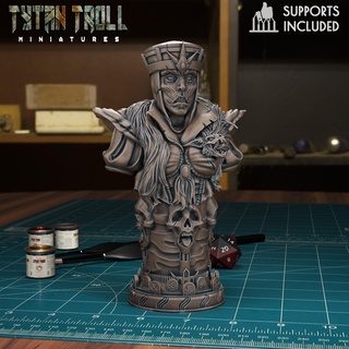 undead chess queen pre-supported Game miniatures dnd presupported fantasy minis tytantroll sets 3d print model - Mito3D