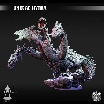 morto vivo hidra zumbi jogo tabuleiro dnd masmorras dragões dandd tampo mesa rpg ttrpg crocodilo réptil dragão mini miniatura 3d print model - Mito3D