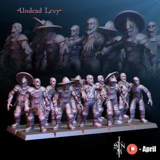 undead levy miniature zombie horde zombies peasant soldier 3d print model - Mito3D