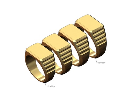 undulated blank rectangular signet ring us sizes 6to9 3d print model bank jewelry gold silver printable platform jewellery engravable classic gents men rolex bling fluted watch presidential link 3d print model - Mito3D