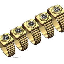 dalgalı elmas çerçeve yüzük boyutları 5to9 3d Yazdır model takı mühür izlemek rolex yazdırılabilir altın gümüş mücevher lüks başkanlık bağlantı bling 3d print model - Mito3D