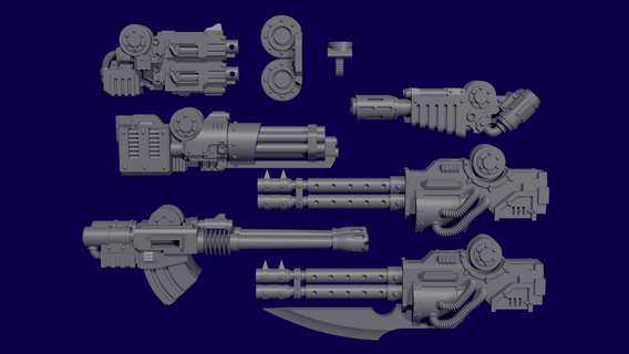 undying machine guns Game 3d_printing miniature tabletop horus robot multipart heresy 3d print model - Mito3D