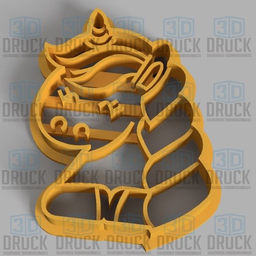 unicorn - cookie cutter home biscuit 3D print model - Mito3D