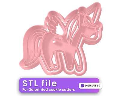 Licorne 10 biscuit coupeur stl fichier licornes coupeurs 3d print model - Mito3D