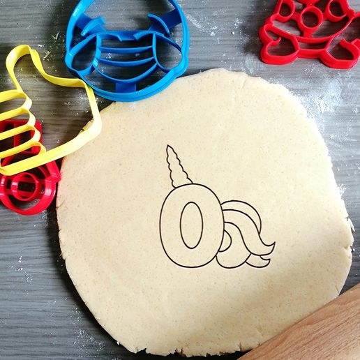 Einhorn Geburtstag Nummer 0 Plätzchen Cutter Mädchen mädchenhaft Backen Teig gestalten Küche backen Kekse spekuloos 3D print model - Mito3D