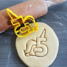 unicorn birthday number 5 cookie cutter girl girly baking dough shape kitchen bake cookies speculoos 3d print model - Mito3D