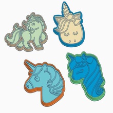 unicorn cookie cutters set 4 unicron pony unicornios cutter galleta galletita cortador cortante 3d print model - Mito3D