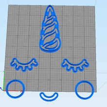 unicórnio rosto partes de cortadores cookies a casa unicornios cara 3d print model - Mito3D