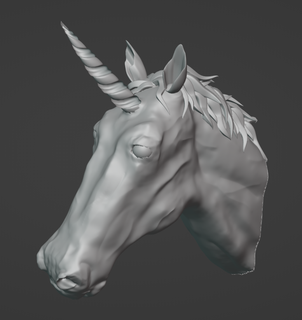 unicorn head animal horse bust sculpture mythology pet horn realistic 3d print model - Mito3D
