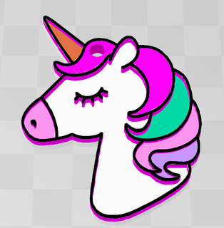 unicornio cabeza llave cadena llavero colores fantasía 3d print model - Mito3D