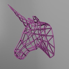 unicorn meshstyle trophy art pretty decoration wallmount 3d print model - Mito3D