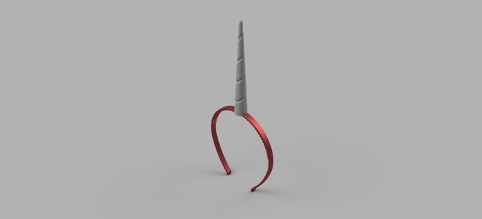 Einhorn narval abnehmbar Stirnband Horn 3d print model - Mito3D