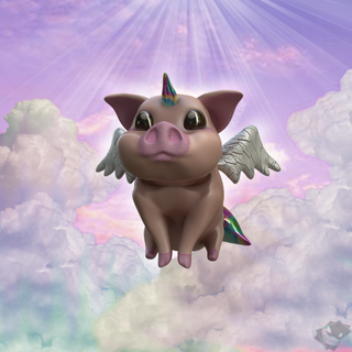 tek boynuzlu at domuz hayvan gökkuşağı gökyüzü renkler pembe Şirin kawaii büyü fantezi kanatlar Boynuz domuzcuk 3d print model - Mito3D