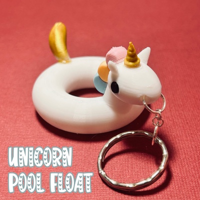 unicorn pool float keychain animal cute small lightweight quick floatie pop culture 3d print model - Mito3D
