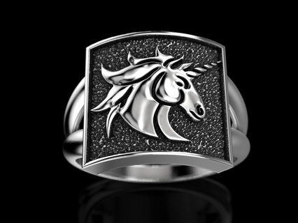Licorne bague bijoux impression 3dprinted imprimable anneaux conception bijou d'or mode or prototypage argent cheval 3d print model - Mito3D