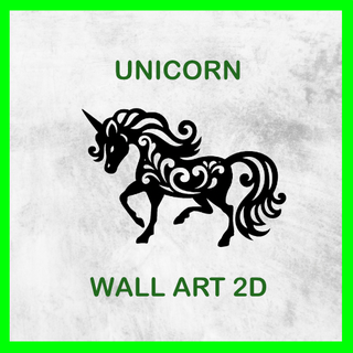 unicorn wall art 2d deco decoration inspiration love bed room horse baby kids playful player cute 3d print model - Mito3D