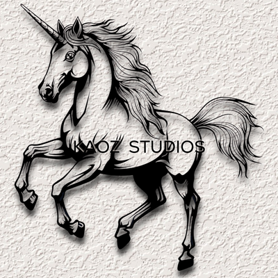 unicornio pared arte mágico caballo decoración mítico cuernos bestia 3d print model - Mito3D