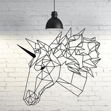 unicornio de la pared escultura en 2d art Arte decoración arte geométricas geometría origami 3d print model - Mito3D