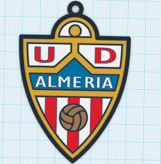 union deportiva almeria shield keychain soccer 3d design stl file printing accessories key rings sport team collectible decoration art gift fans athletes 3d print model - Mito3D