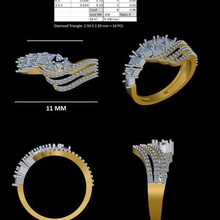 uniq triangle stone dimond ring and 3d print model - Mito3D