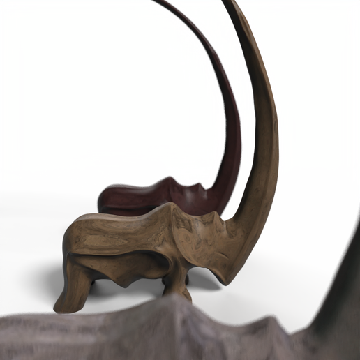 único rinoceronte ampla chifre 3D print model - Mito3D