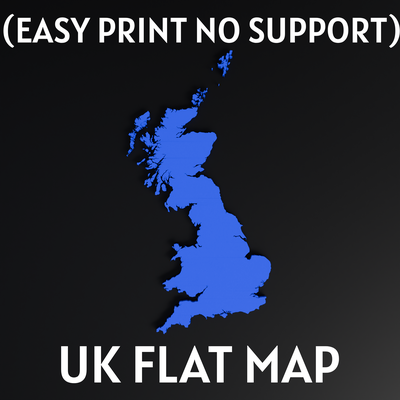 unido reino plano mapa fácil impresión apoyo uk educativo geografía geo colegio 3d print model - Mito3D