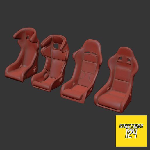 Universal Rennen Sitz 1 24 Rahmen tamiya Aoshima Fujimi Rand Rad Modellieren Japan jdm 124scale recaro Schalensitz Braut 3D print model - Mito3D