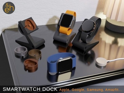 universal smartwatch dock - apple google samsung amazfit etc watch stand cable charger charging fitbit fitness fossil galaxy garmin pixel huawei iwatch pebble smartphone tracker xiaomi 3d printing 3d print model - Mito3D