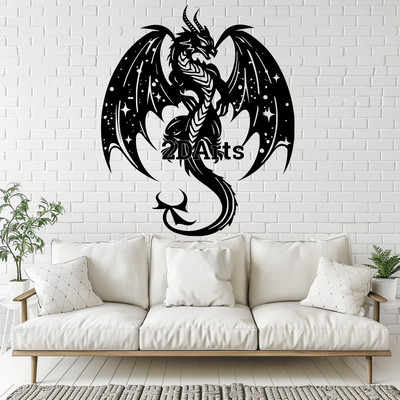 universe space dragon 2d wall art window - digital stl & svg file art fantasy decor 3d printing laser cutting home cults3d download cosmic modern minimalist eclectic fantasy-themed birthday gift housewarming unique game room lover 3d print model - Mito3D