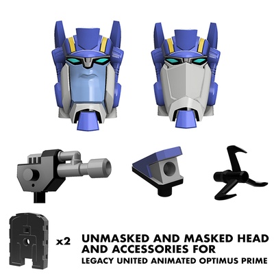 unmasked masked heads watergun grappling hook tread height boosters legacy united voyager animated optimus prime transformers add on mask water gun booster accessories 3d print model - Mito3D