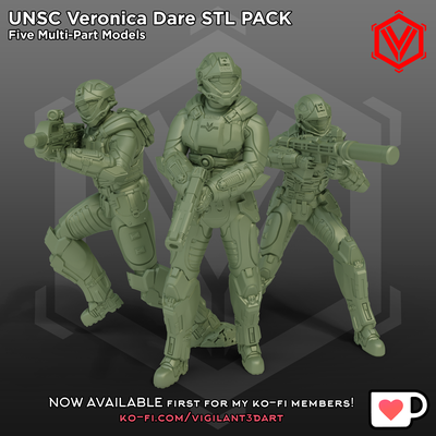 unsc veronica 30mm stl pack game halo odst scale model tabletop modular miniature 3d print model - Mito3D