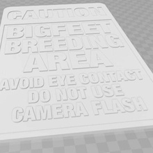 atualizado atenção - bigfeet bigfoot área de criação sinal a arte sinais logotipos aviso sinalização cautela 3d print model - Mito3D