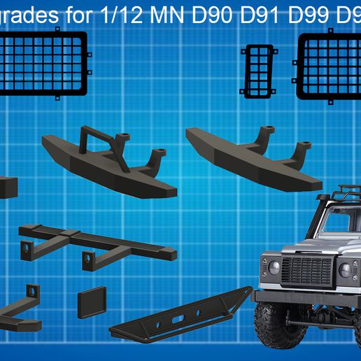 upgrade parts accessoires 1 12 rc mn d90 d91 d99 d99s 3D print model - Mito3D