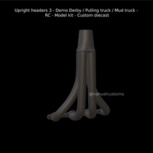 upright headers 3 - demo derby pulling truck mud truck - rc - model kit - custom diecast  upright headers derby pulling truck mud rc  slot custom diecast model kit exhaust pipes 3d print model - Mito3D