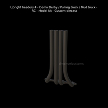 upright headers 4 - demo derby pulling truck mud rc model kit custom diecast slot exhaust pipes v8 3d print model - Mito3D