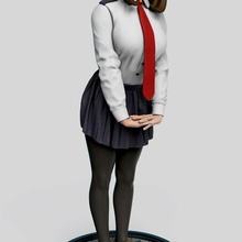 uraraka colegio vestido uchako my héroe academia niña caliente superhéroe sexy estatua hembra dama falda 3d print model - Mito3D
