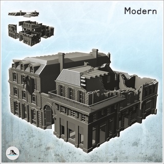 urban buildings portal ruined version 19 - world war two second wwii front est moscou stalingrad urbain building architecture tabletop miniatures scenery wargame game terrain house accessories ww2 flames eastern western allies axis action 3d print model - Mito3D