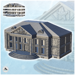 städtisch zentral Halle Zugriff Treppe doppelt Säulen 2 Flammen Krieg Bolzen Aktion ussr ww2 kalt Epoche modern Russland Architektur Haus Miniaturen Gebäude Landschaft Kriegsspiel Zahlen Spiel Terrain Spiele Zubehör Osten Welt blitzgrieg Panzer Kommunismus Stalingrad 3d print model - Mito3D