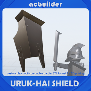 uruk-hai shield playmobil compatible game warrior tolkien lotr lord of rings weapon print stl acbuilder 3d print model - Mito3D