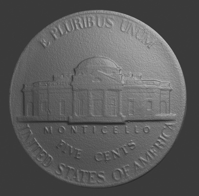 us 5 cent umkehren 3d scan kunst nickel usa münze vereinigt zustände of amerika währung 3d print model - Mito3D