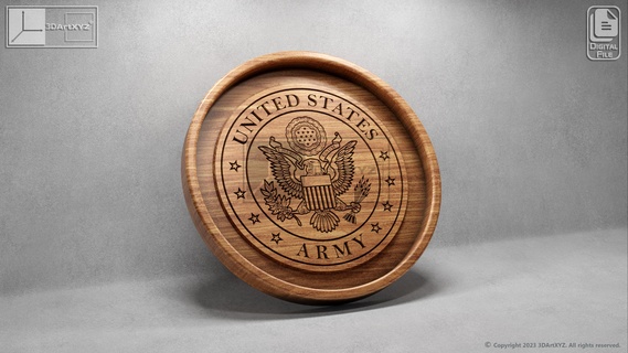 us army seal tray - cnc files wood svg dxf eps ai pdf flag pack bundle emblem kitchen serving restaurant wooden dish america military 3d print model - Mito3D