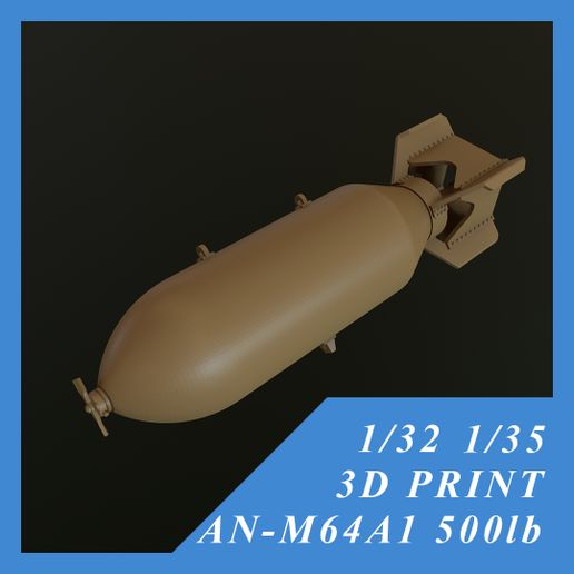 us gp bombe an m64a1 500lb 1 32 35 m64 ww2 monde guerre coréen he modélisation suspendu armements 3D print model - Mito3D