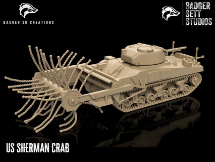 us m4a3 Sherman caranguejo manguais apoiado wwii jogos guerra exibição diorama detalhado tanque parafuso açao 3d print model - Mito3D