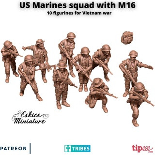 us marines m16 28mm Jeu vietnam jeu guerre figurine hélicoptère Indochine huey cloche Marin 3d print model - Mito3D