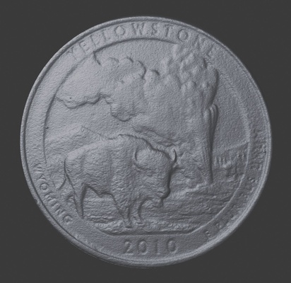 us trimestre yellowstone nazionale parco 3d scansione arte moneta 3d print model - Mito3D